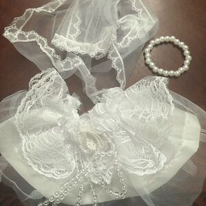 Brand new labubu Elegant White Bridal dress set